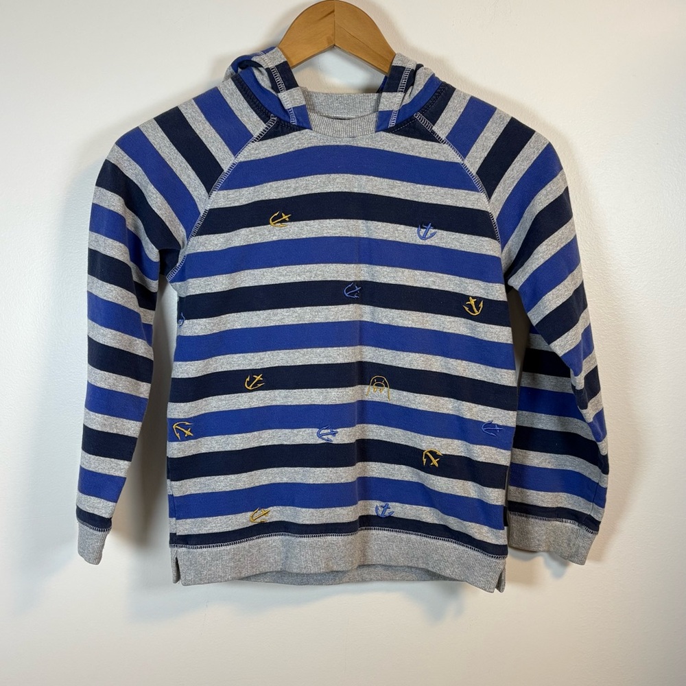 Souris Mini Boys Nautical Striped Hooded Sweatshirt, Size 8, 100% Cotton